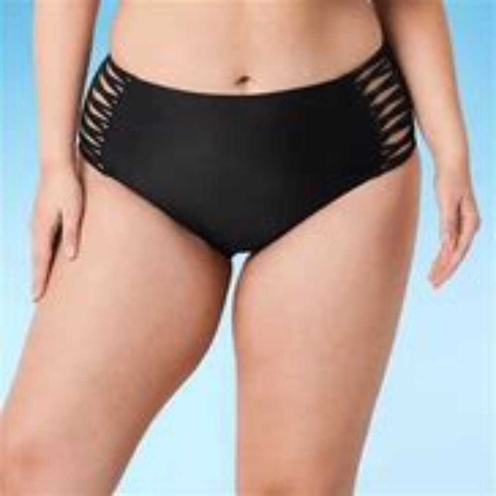 Decree Womens Lined Textured High Waist Bikini Bottom